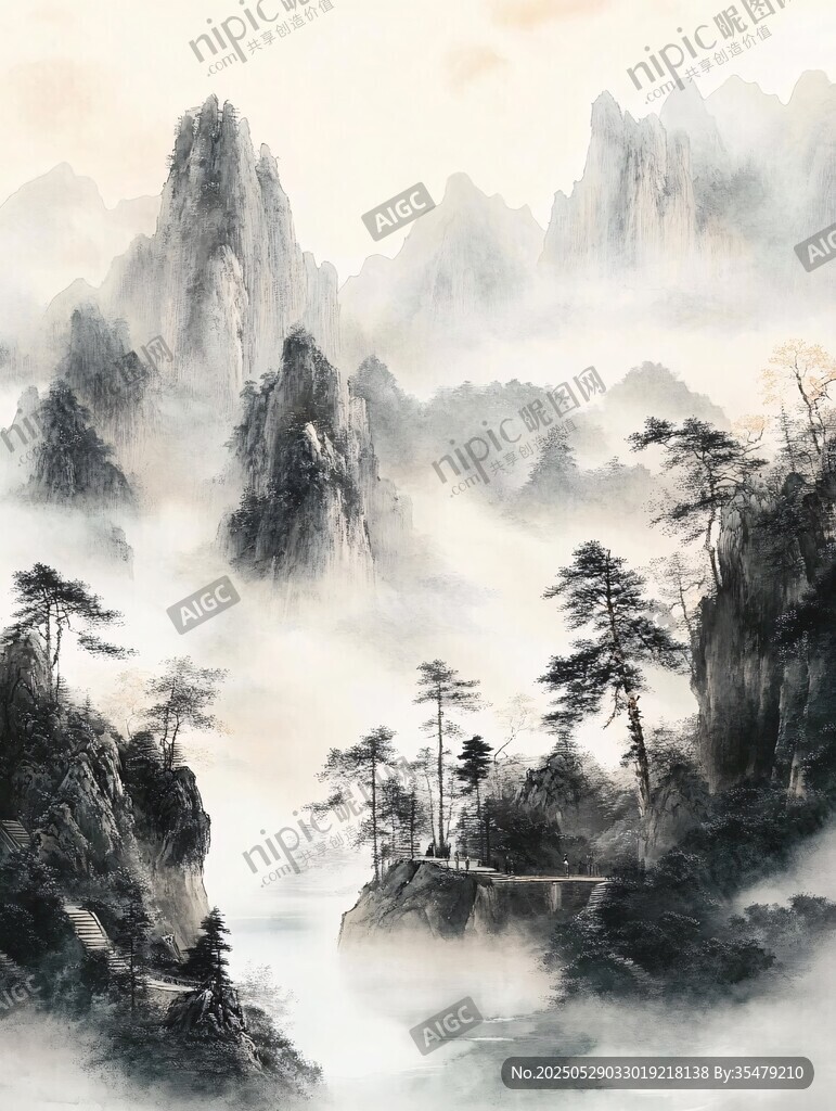 水墨山水間的詩意畫卷