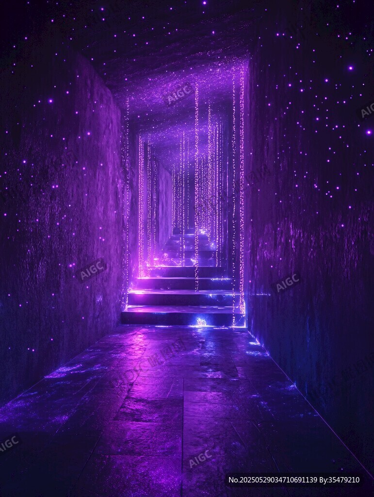 夢幻紫星空光影神秘通道
