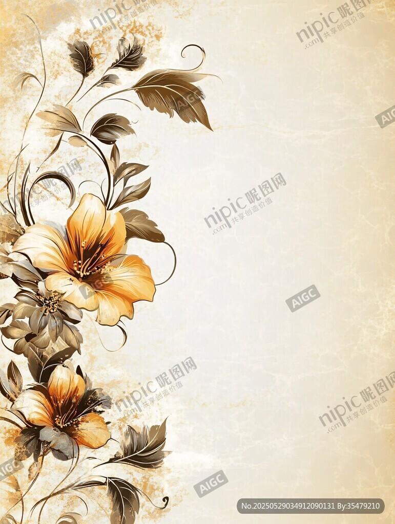 復古花卉邊框背景圖
