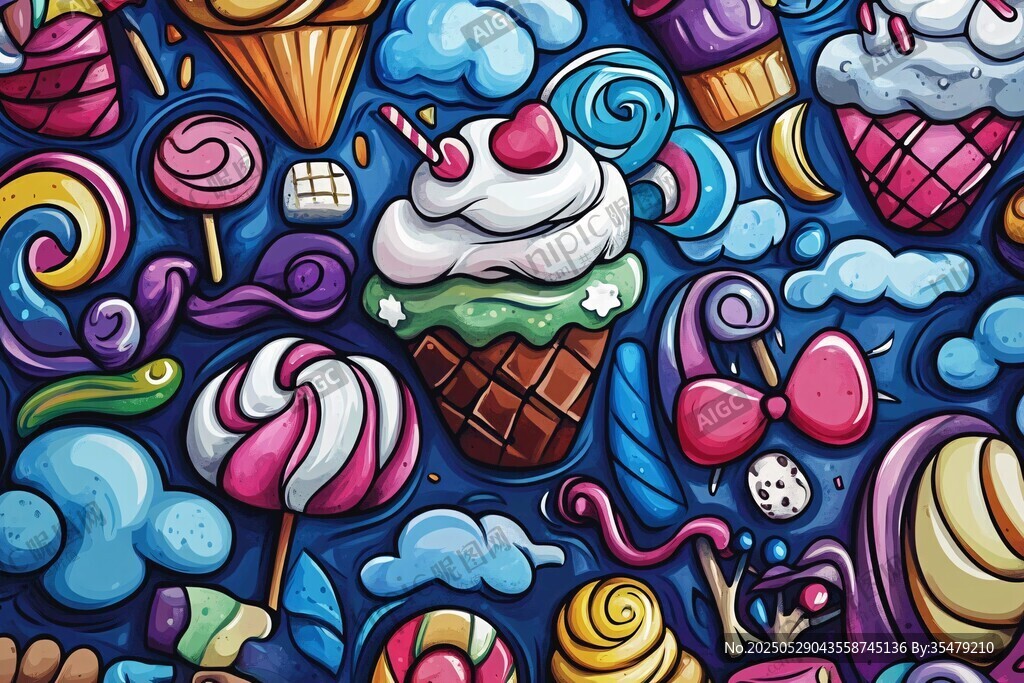 夢幻糖果世界插畫