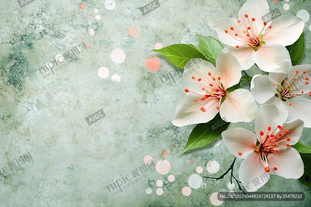 淡綠背景上的精致白色花朵