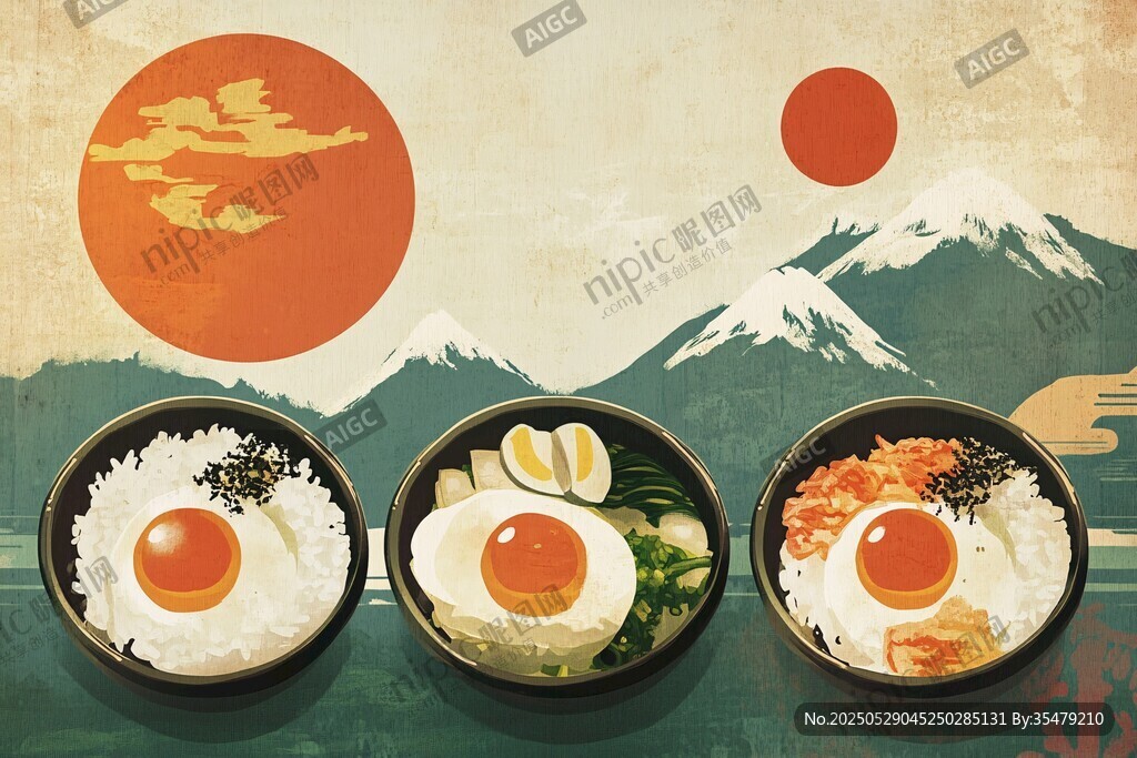 日式美食與富士山風(fēng)景