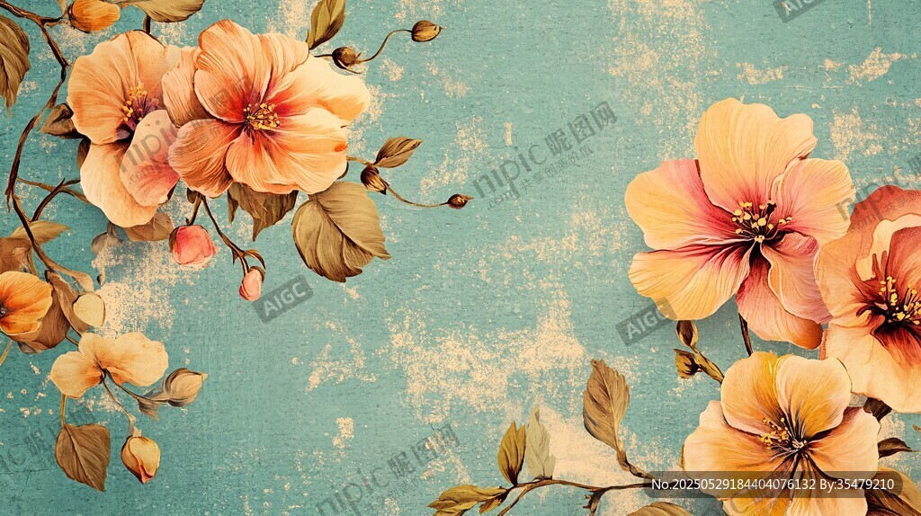 復(fù)古風(fēng)花卉背景圖