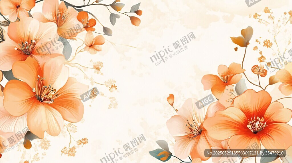 橙花爛漫 清新花卉背景圖