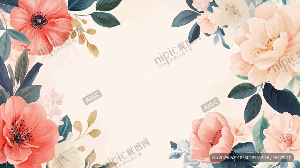 花卉邊框插畫