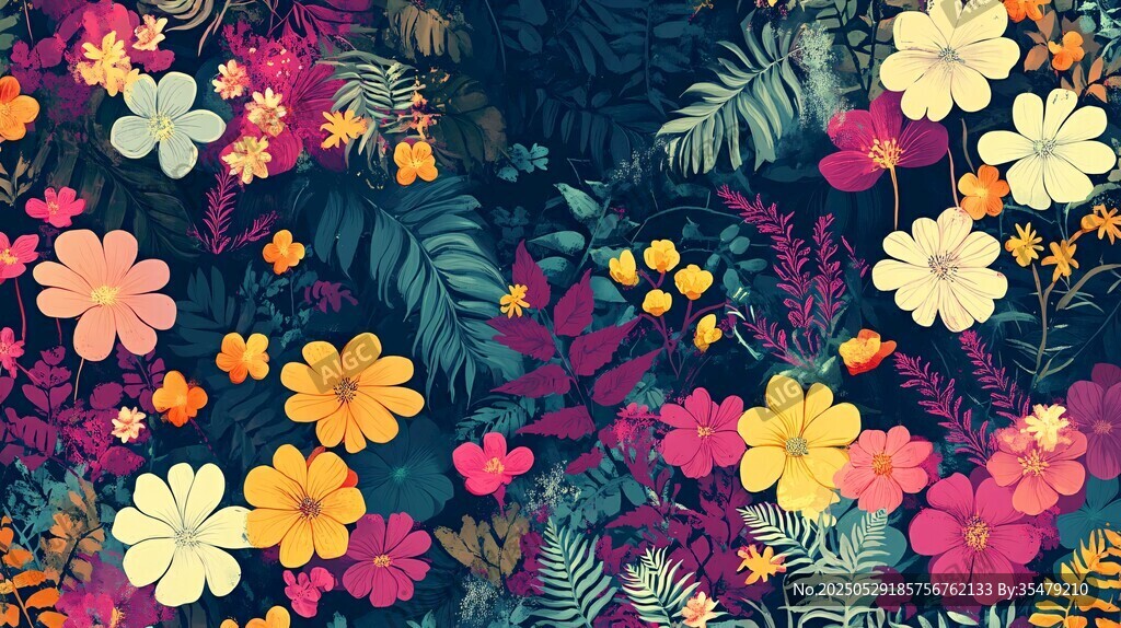 繽紛花卉植物圖案背景