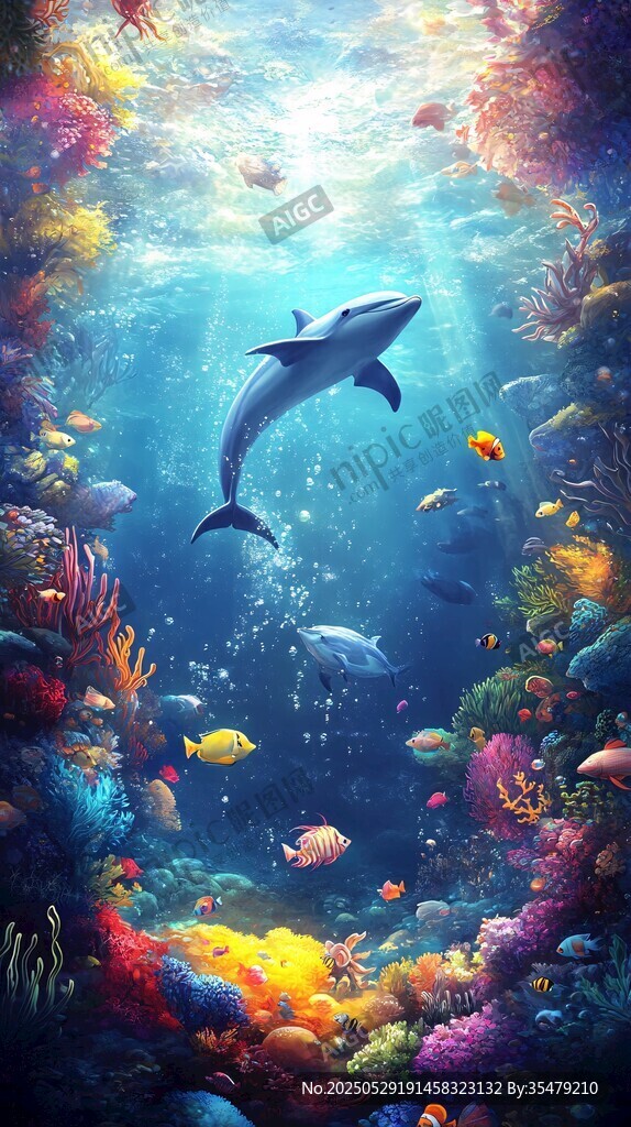 夢幻海底世界海豚暢游