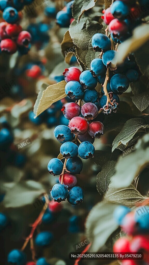 飽滿多汁的紅藍漿果