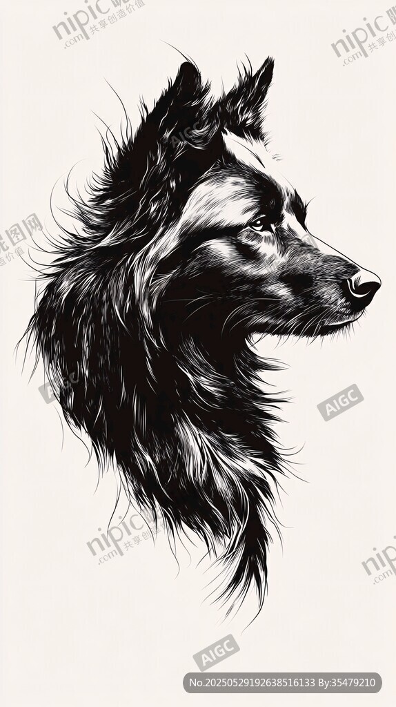 黑犬側(cè)影圖