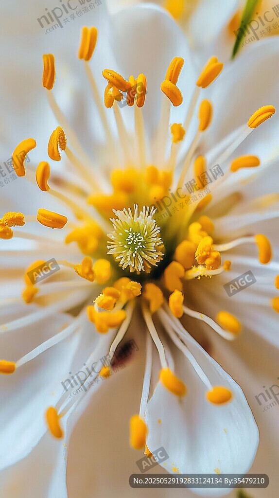 白色花朵的精致花蕊細(xì)節(jié)