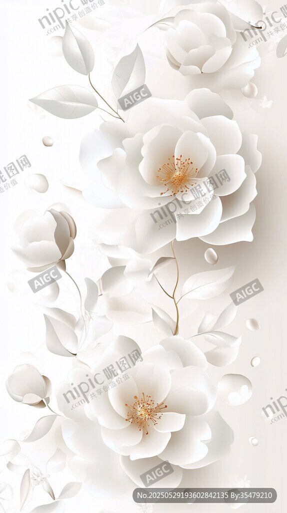 立體白玫瑰裝飾圖案背景