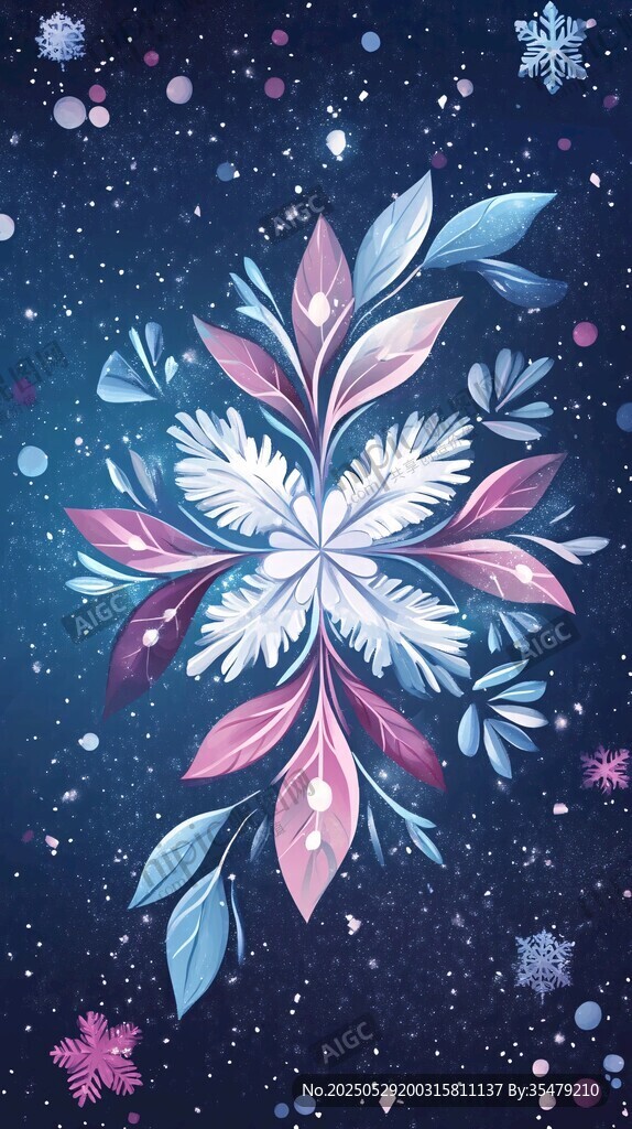 夢幻冬日雪花裝飾圖案