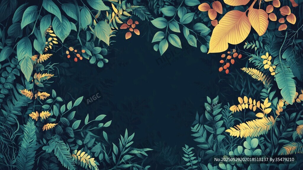夢幻森林綠植環(huán)繞背景圖