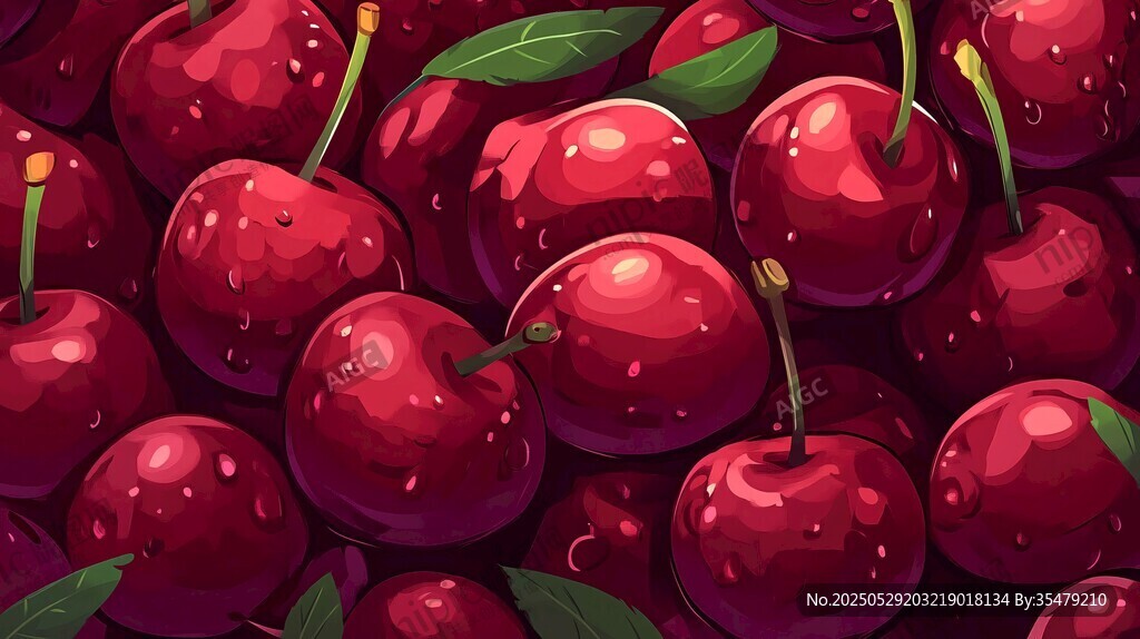 飽滿多汁的紅櫻桃插畫(huà)
