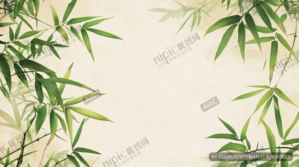 水墨竹葉背景圖