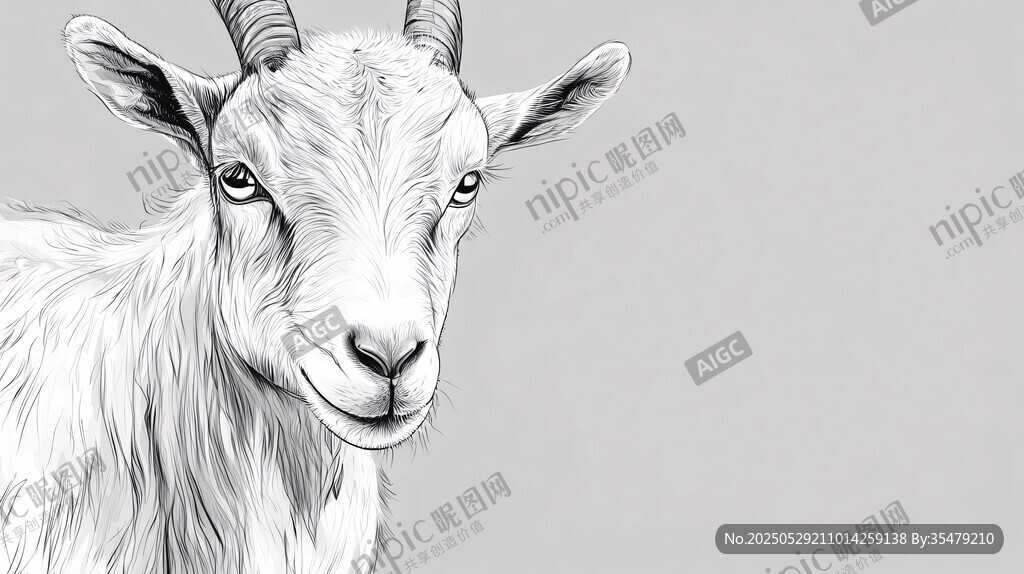 山羊素描頭像
