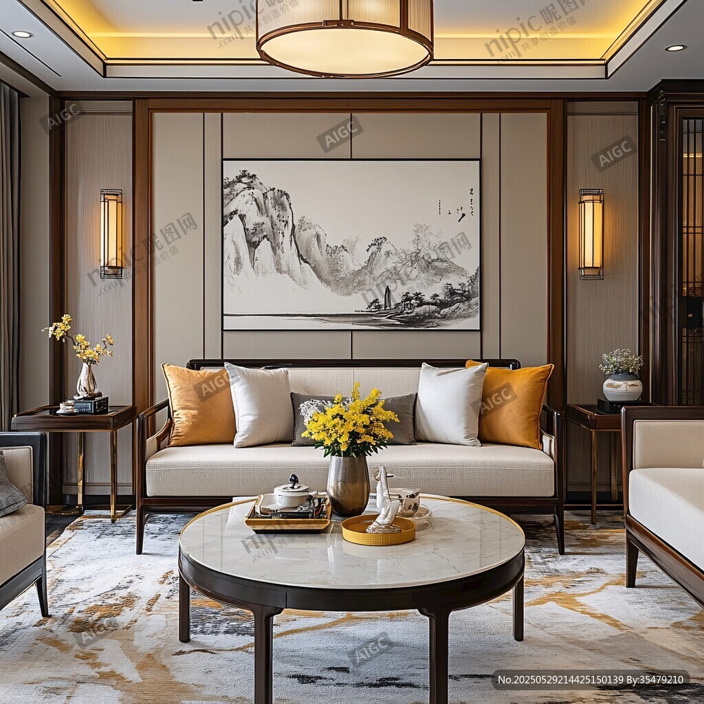 中式雅致客廳室內(nèi)設(shè)計(jì)圖