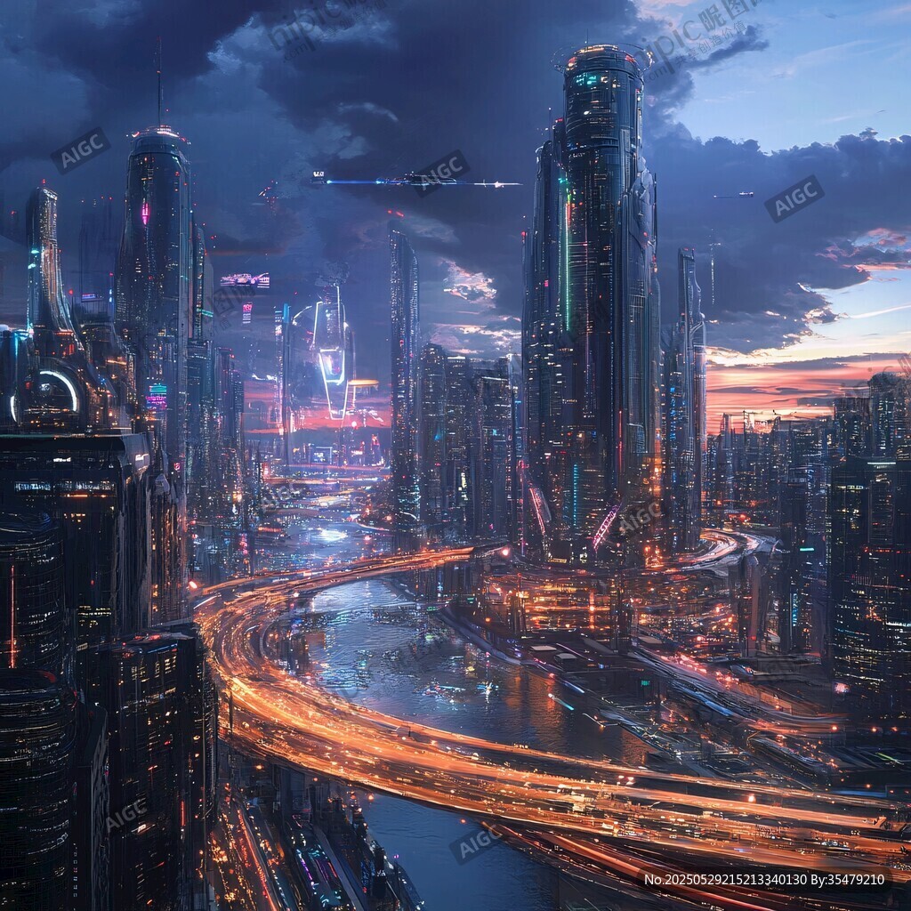 未來(lái)都市夜景夢(mèng)幻科幻景象