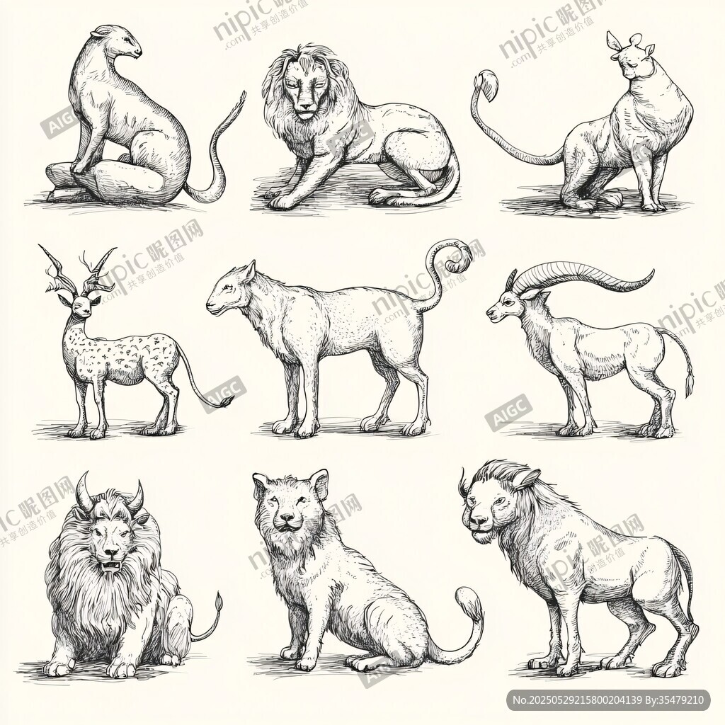 手繪野生動物插畫集合