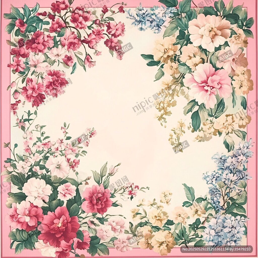 復(fù)古花卉邊框背景圖案