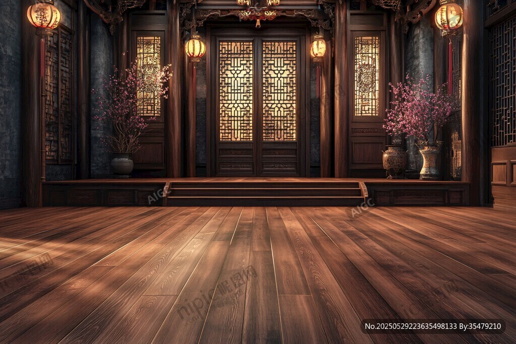 中式古風(fēng)廳堂木質(zhì)空間
