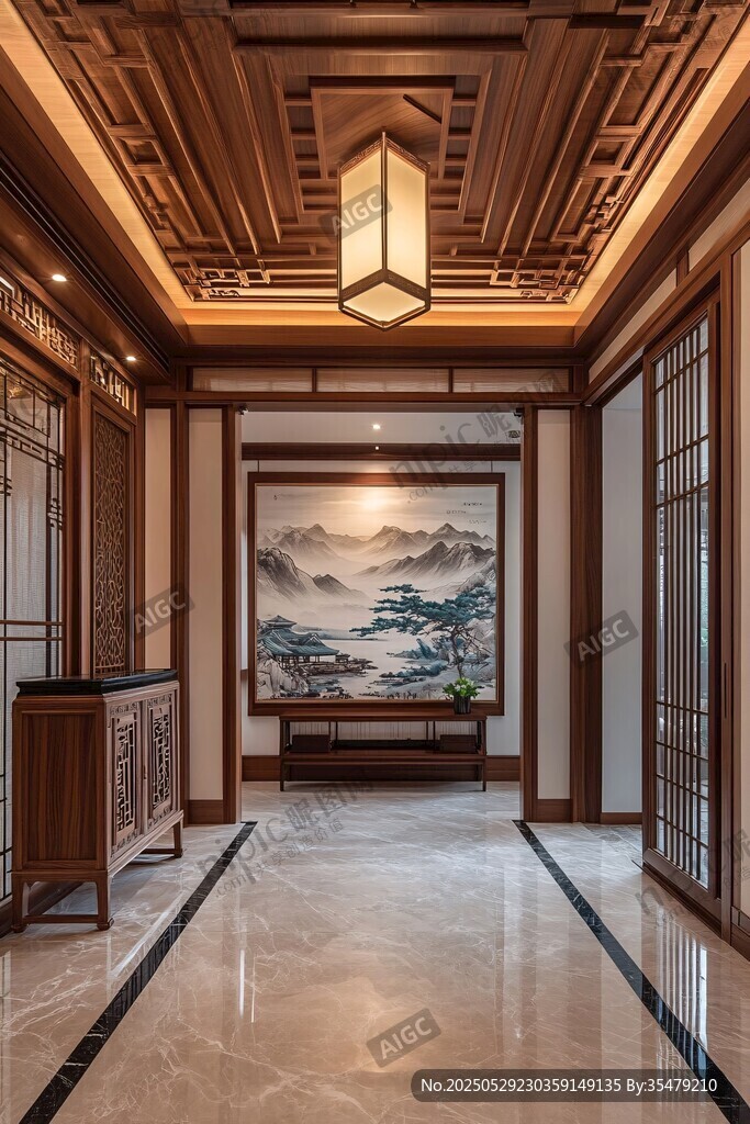 中式典雅玄關(guān)設(shè)計(jì)空間