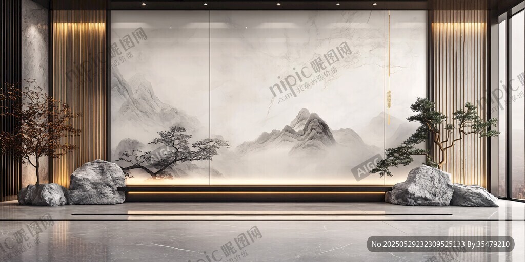 中式山水禪意玄關(guān)設(shè)計(jì)