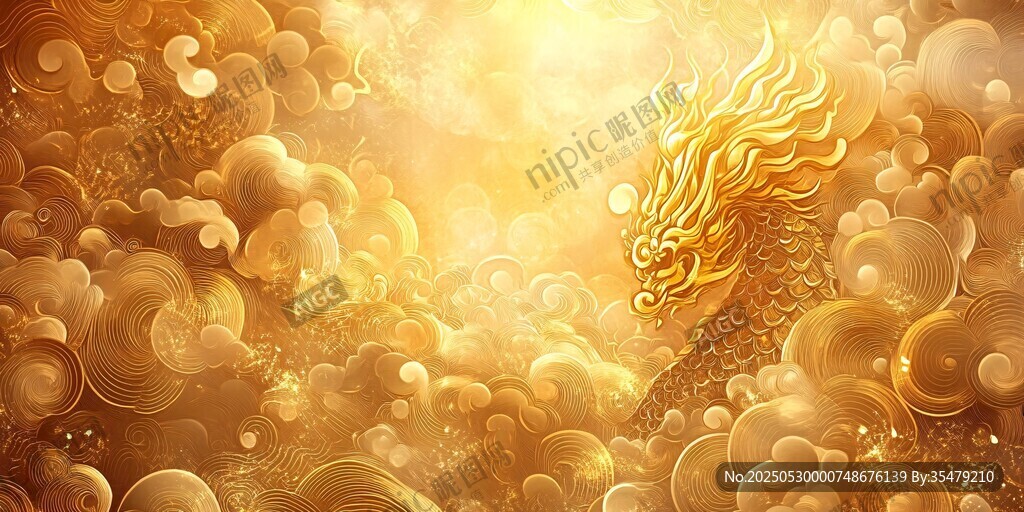 金色祥龍現(xiàn)于云海之中