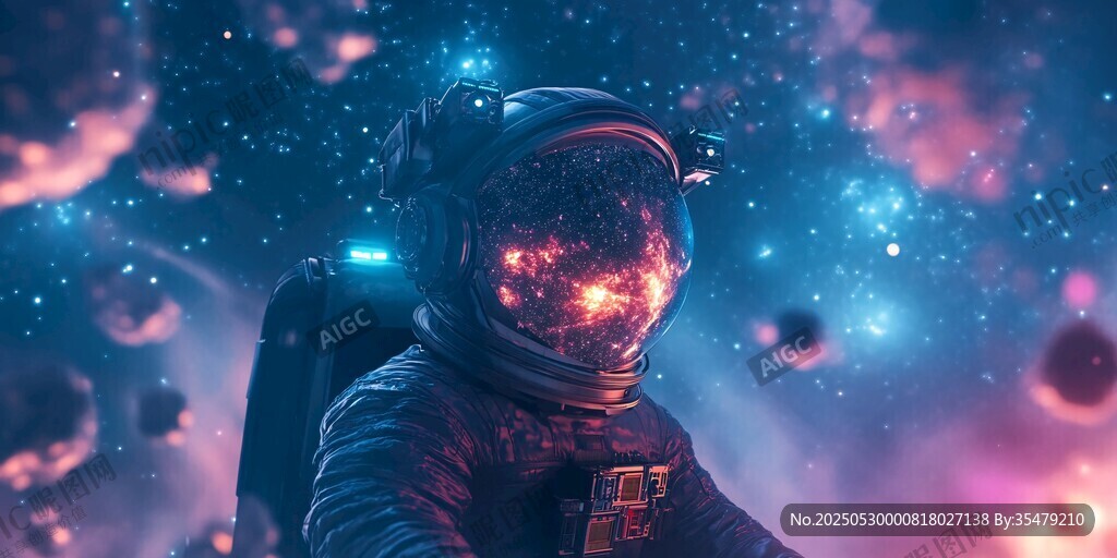 太空宇航員的奇幻宇宙景象