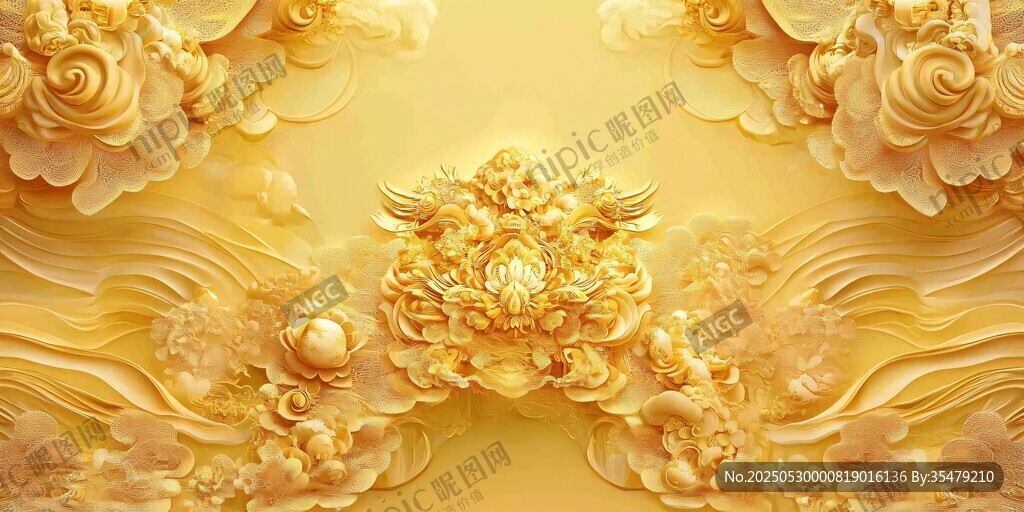 金色浮雕中式華麗裝飾藝術