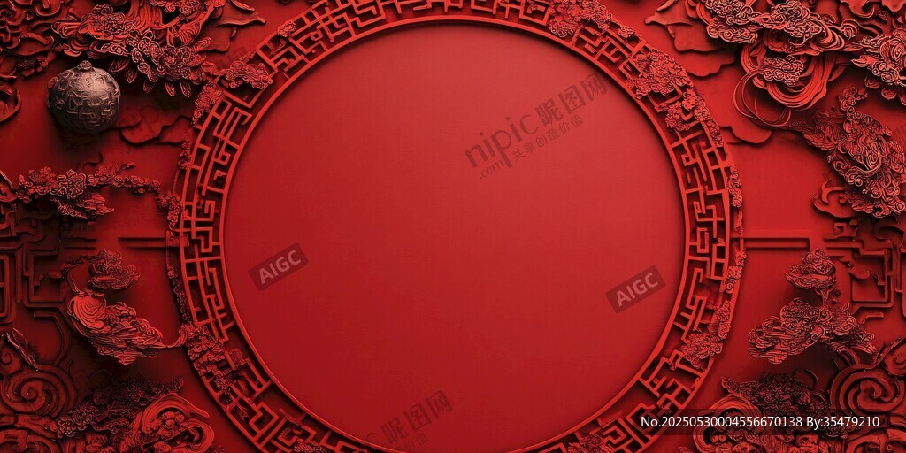 中式紅底浮雕傳統(tǒng)裝飾圖