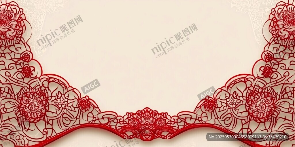 紅色精美蕾絲領(lǐng)口圖案