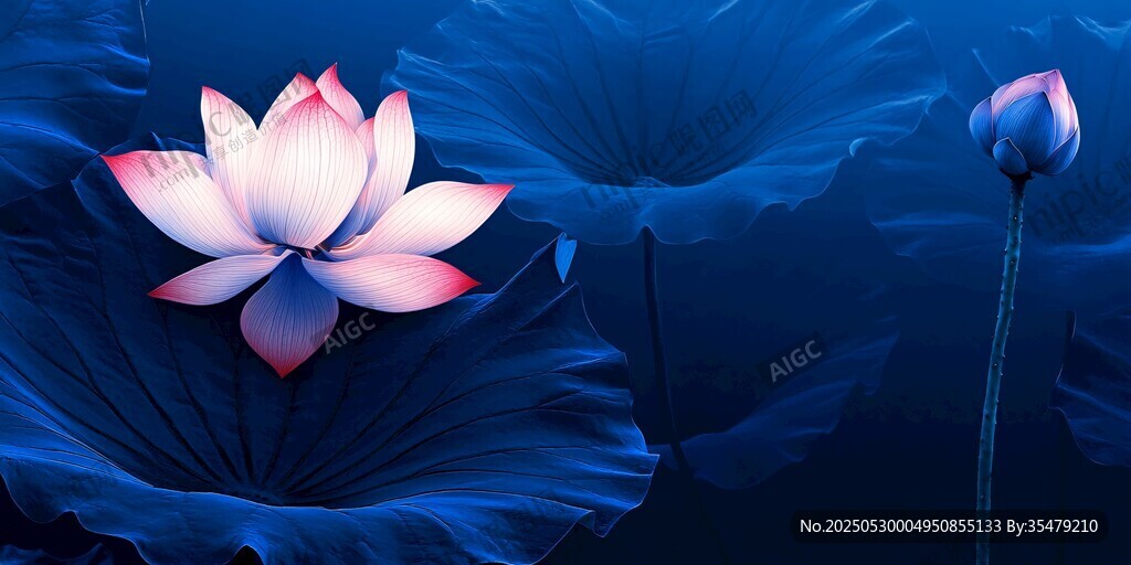 夢(mèng)幻藍(lán)調(diào)下的優(yōu)雅蓮花