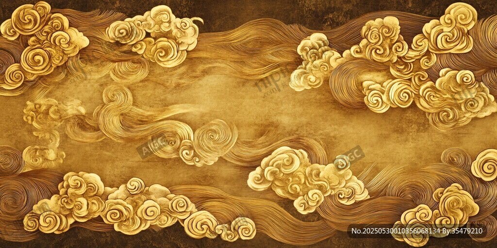 金色祥云中式古風(fēng)背景圖