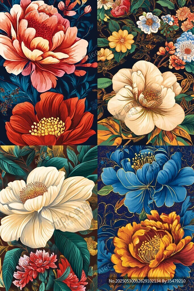 多彩花卉圖案精美展示