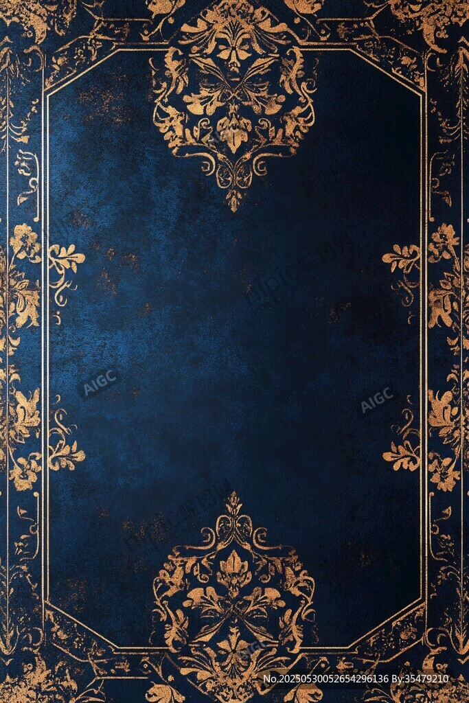 深藍(lán)底金色奢華花紋背景