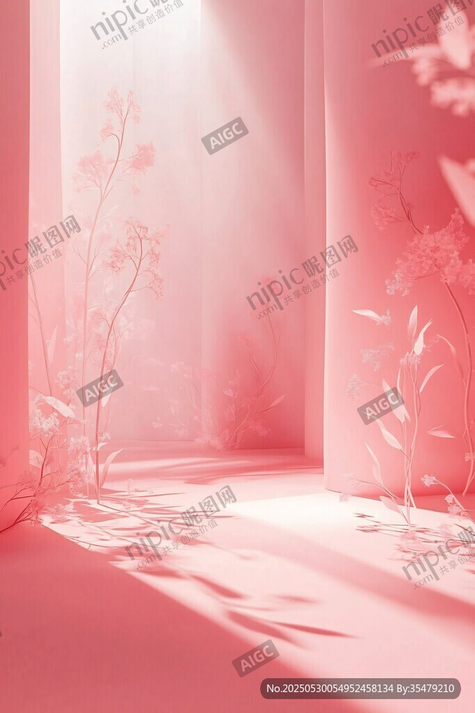 夢(mèng)幻粉色光影植物空間