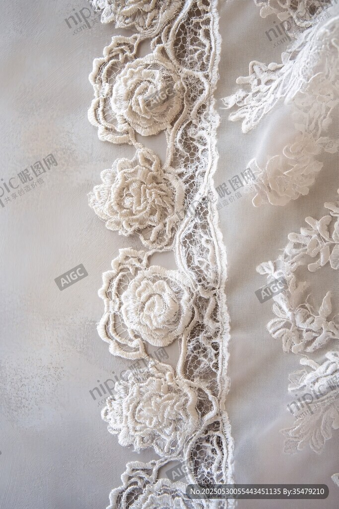 白色蕾絲花邊的精致細(xì)節(jié)