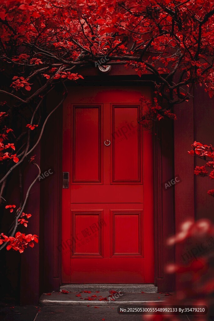 紅門映紅葉的靜謐景致