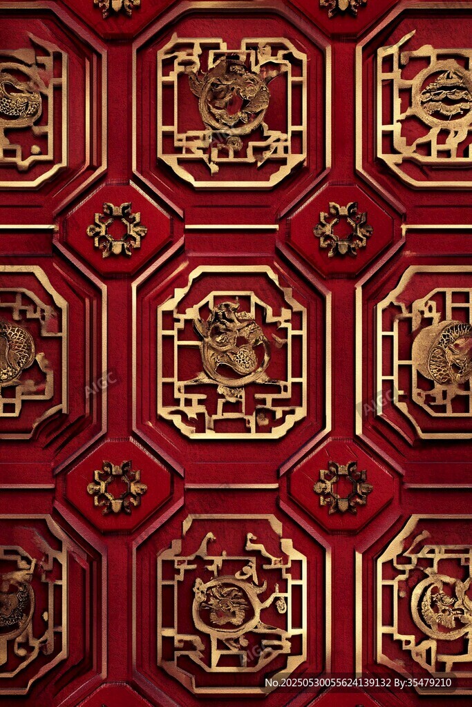 中式紅金雕花傳統(tǒng)圖案