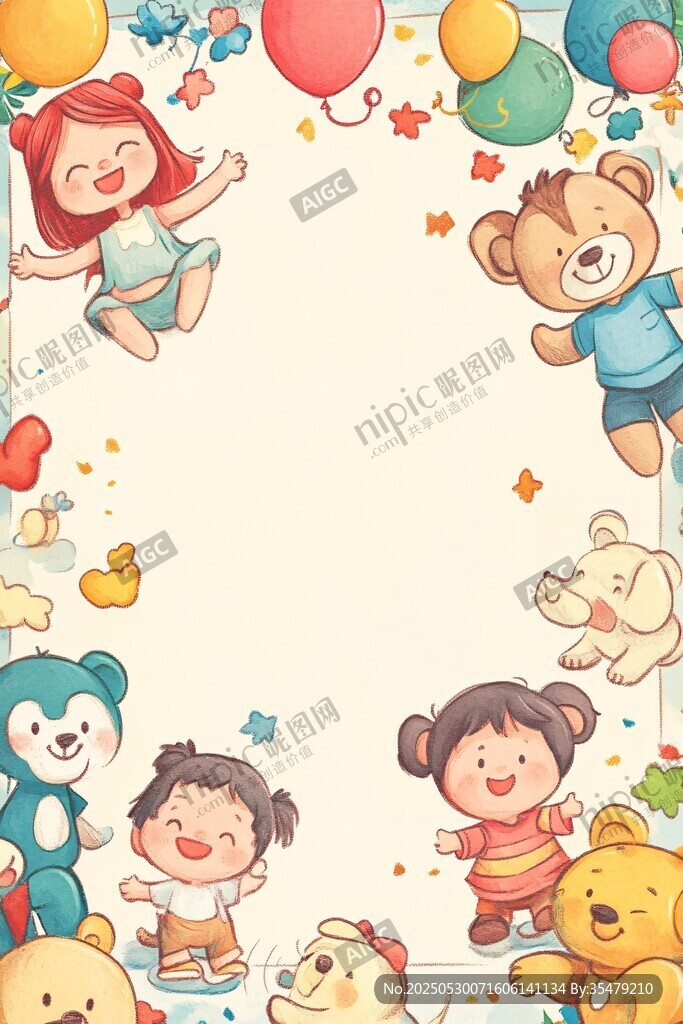 童趣卡通邊框背景圖