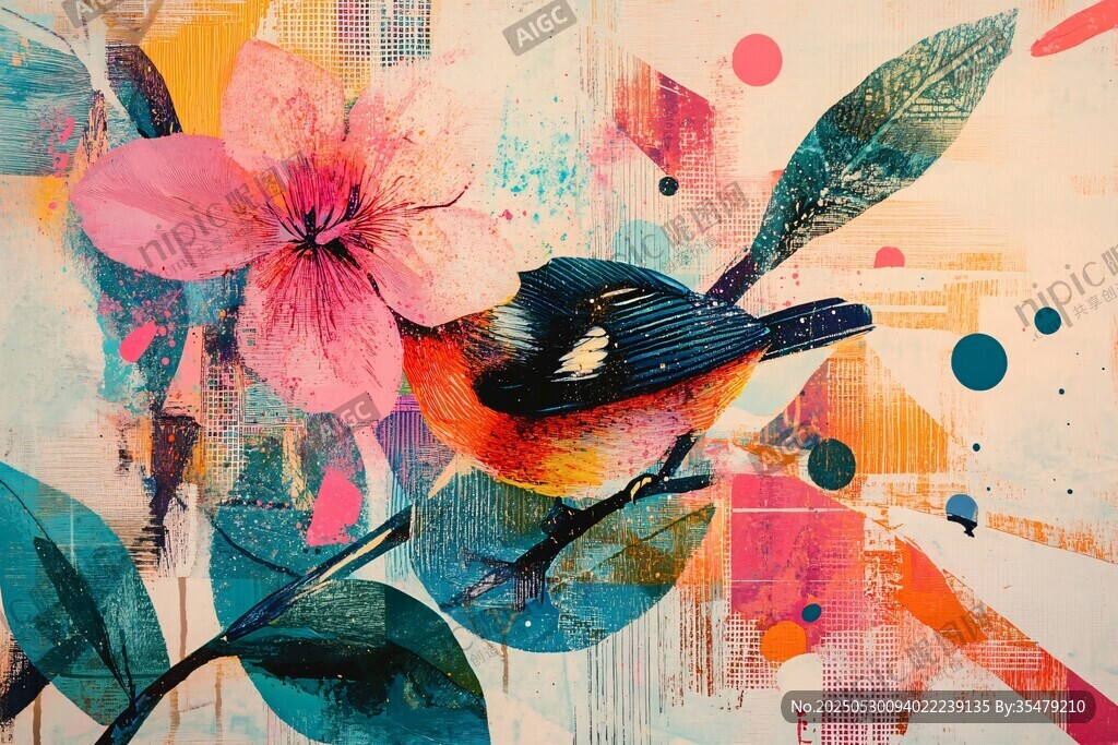 花鳥絢麗插畫