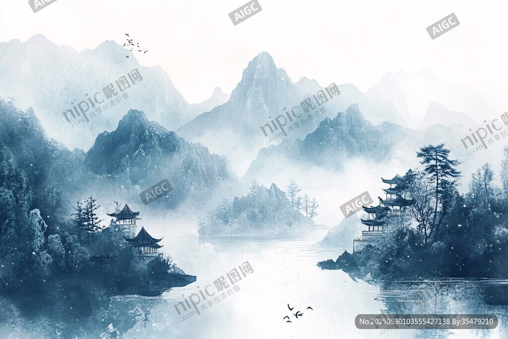 水墨山水間的靜謐景致