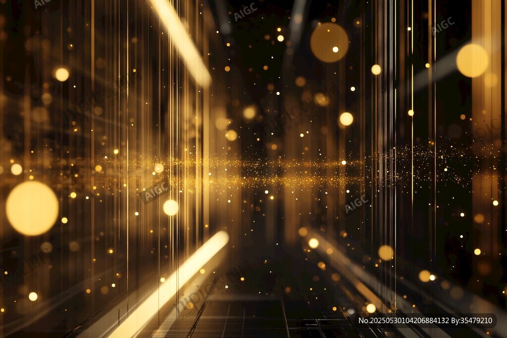 金色科技光線粒子空間場景