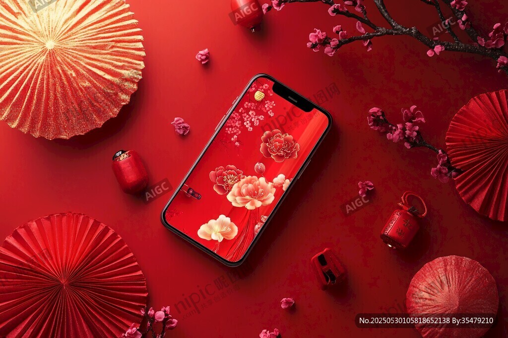手機(jī)上的中式新春喜慶氛圍