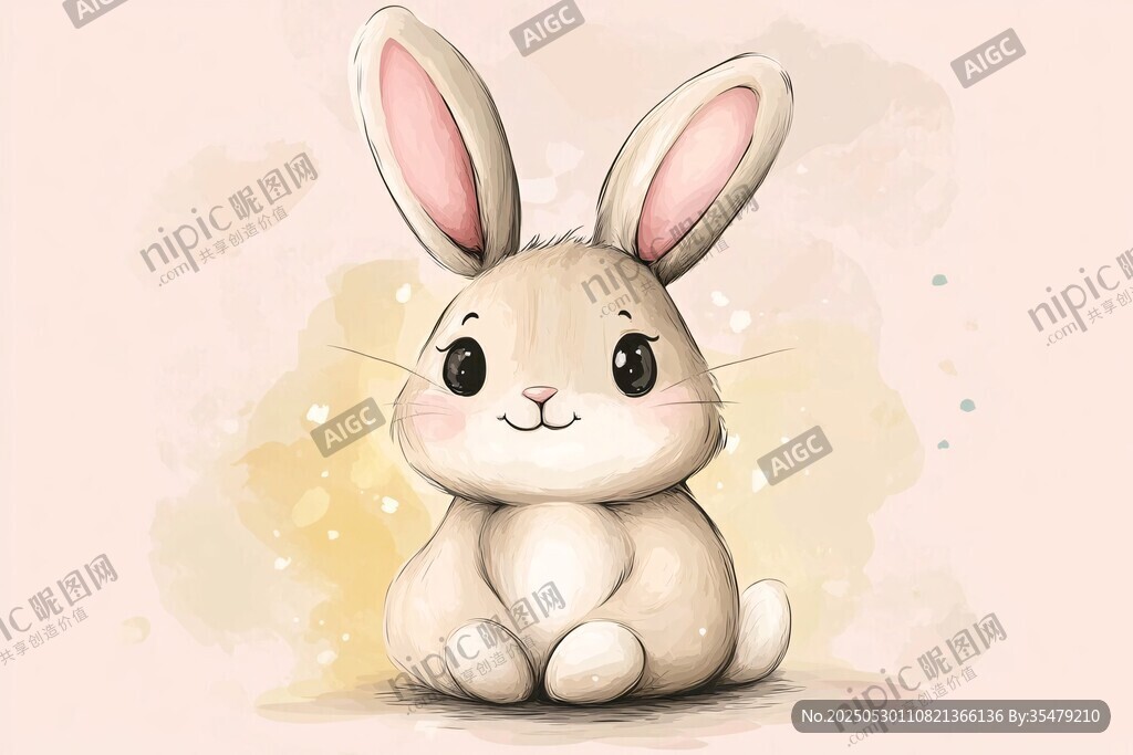 可愛白兔插畫