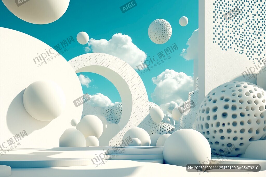 夢幻白色幾何場景空間