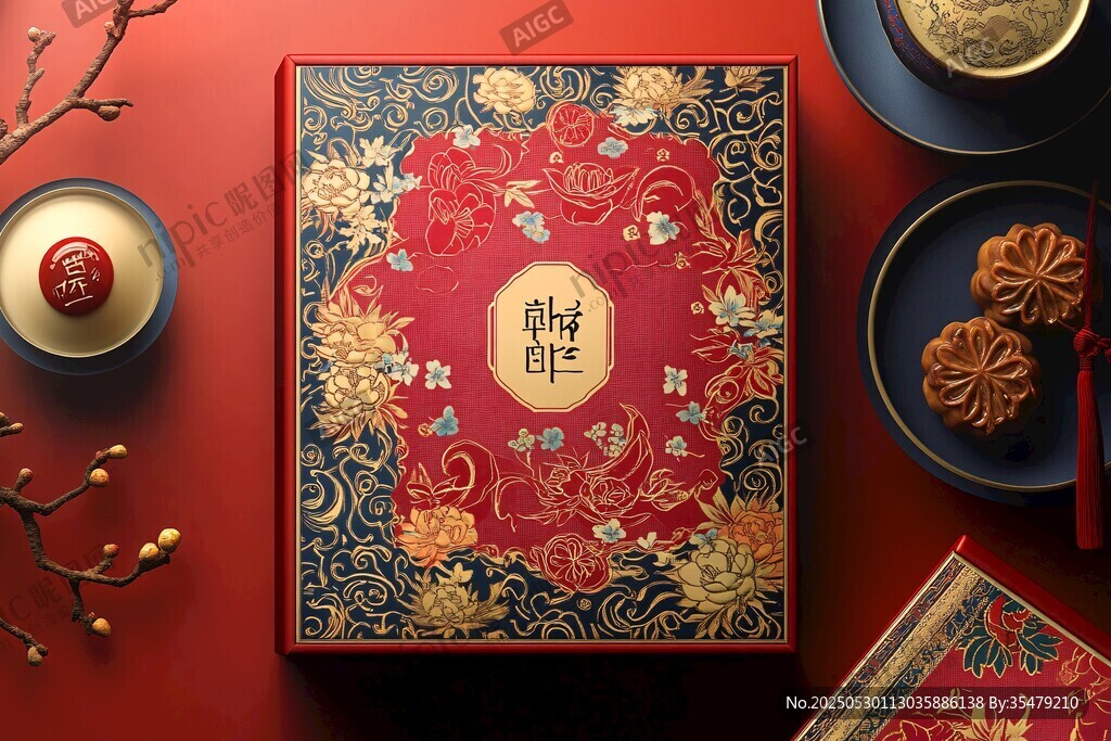 中式典雅月餅禮盒與糕點