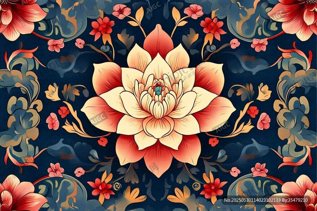 中式繁花錦簇復(fù)古花紋圖案