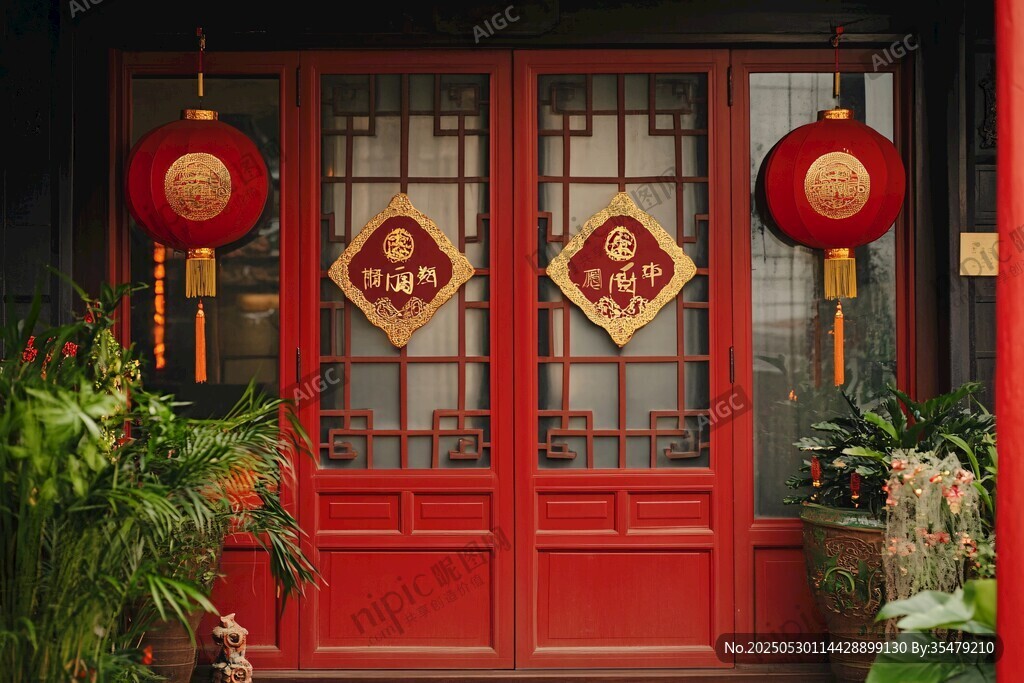 中式紅門迎新春氛圍濃